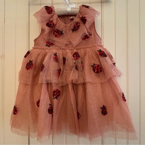 Konges Slojd Yvonne Dress Size 3 3y Ladybug Pink Print - Picture 1 of 8